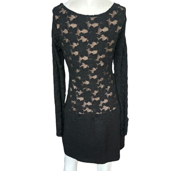 Bailey 44 Black Lace Long Sleeve Dress Size Large - Picture 2 of 6